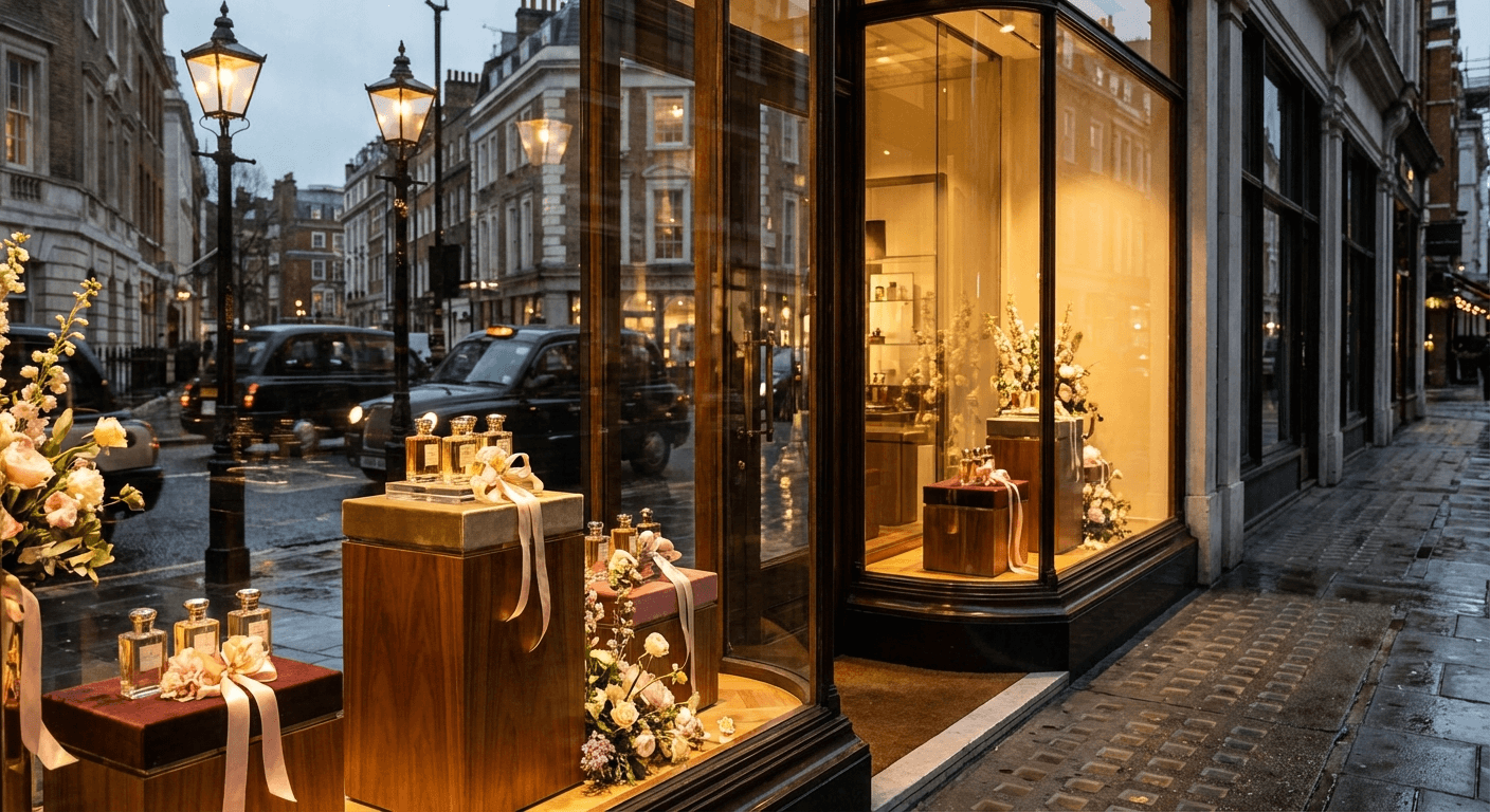 Luxury retail storefront on a prestigious London street